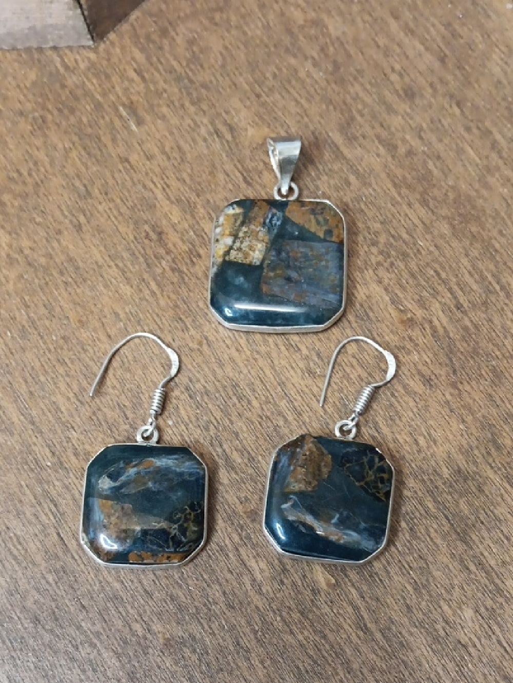 Copper Pitersite Pendant and Earrings Set